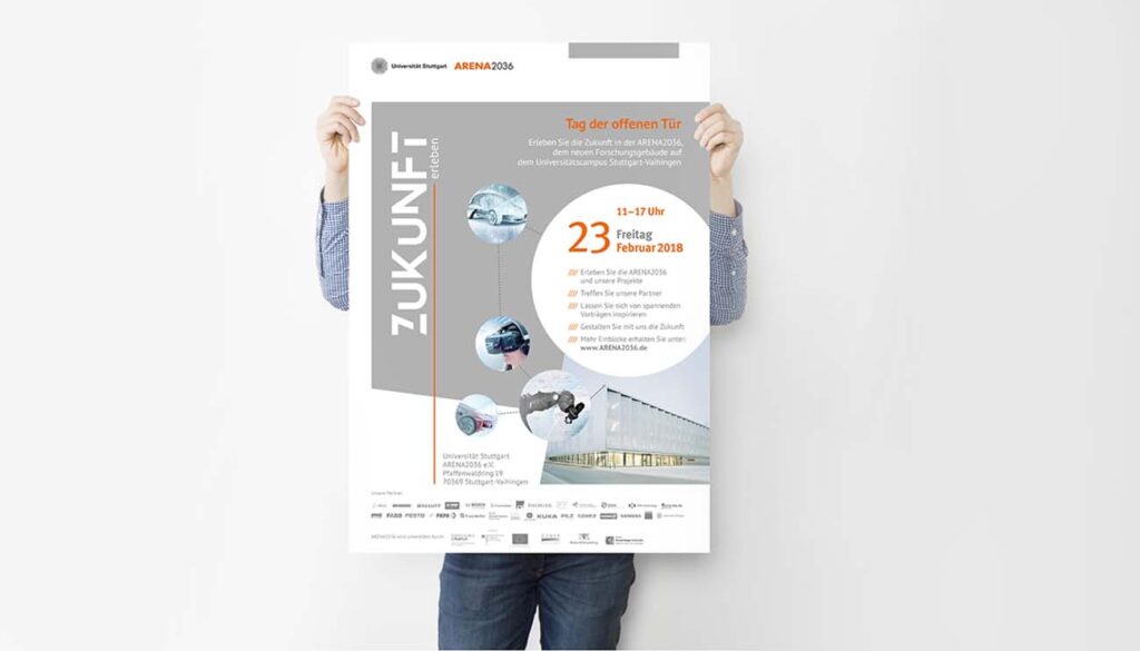 Gestaltung Design Plakat überMORGEN Veranstaltung ARENA 2036