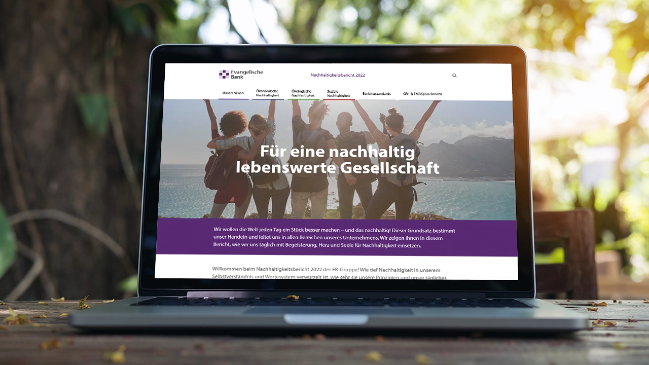 Nachhaltigkeitsbericht Evangelische Bank Screendesign