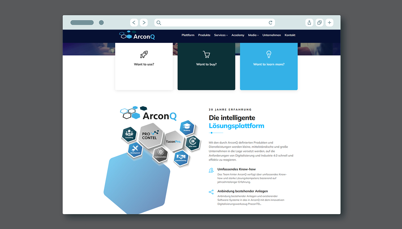 Markenwelt ArconQ Markenauftritt Strategie und Beratung Storz Medienfabrik