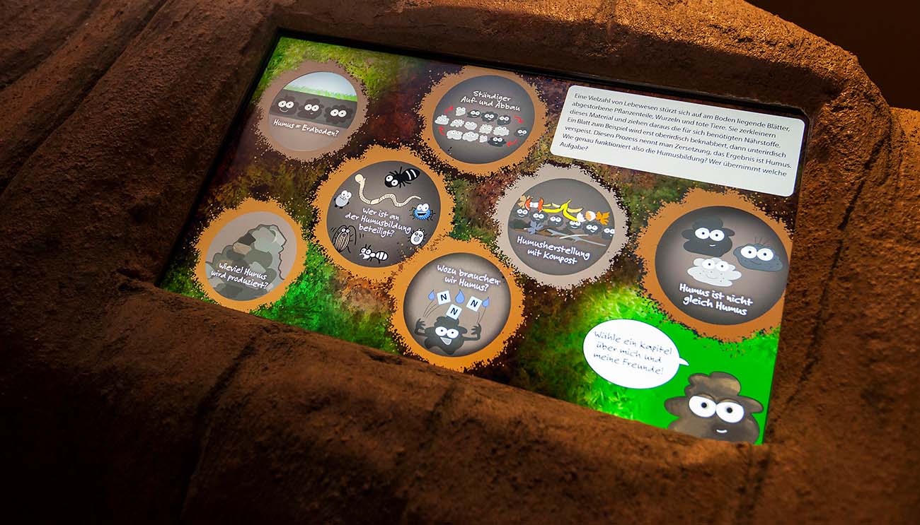 Touchmonitor Wurzelhöhle im Nationalpark Hainich