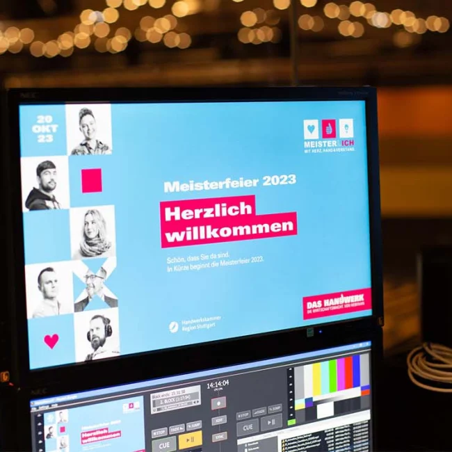 Planung und Gesamtorganisation des Events zuständig, sondern auch für das gesamte Design der Veranstaltung rund um das Motto „MeisterlICH – mit Herz, Hand & Verstand“. Agentur Stuttgart Esslingen
