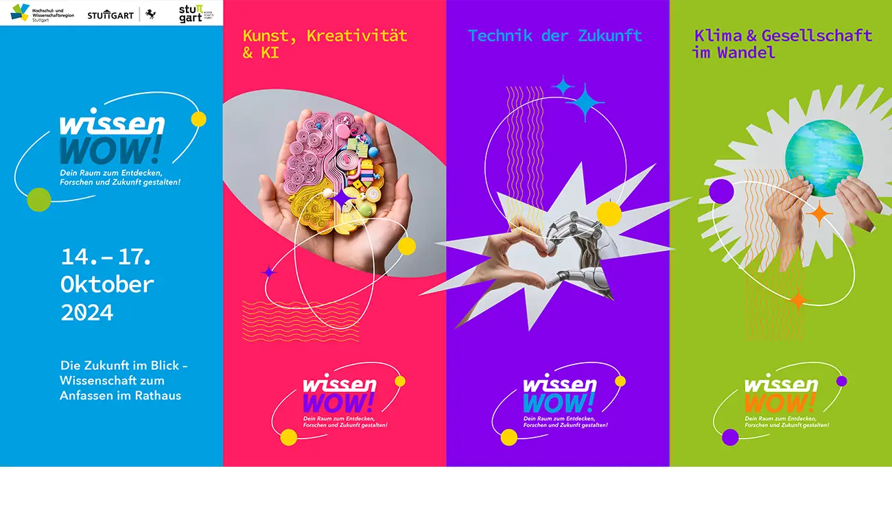 „Konzeption Namen und Design für das Format „WissenWow!“ , Planung der Ausstellung mit Raumkonzept inkl. Grafiken, Möblierung und Technik“